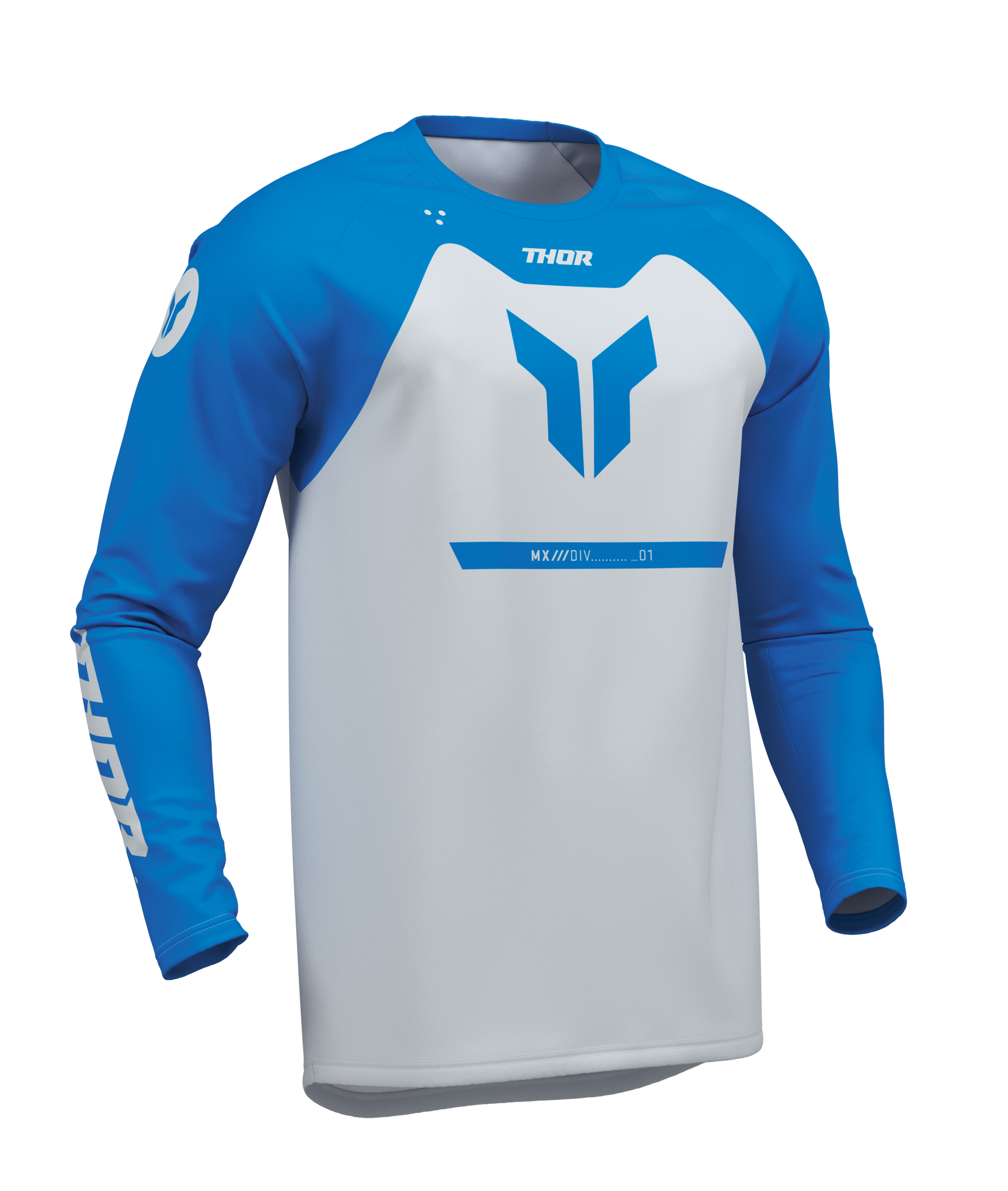 A Dětský motokrosový komplet kalhot a dresu THOR RIDEMODE RACEWEAR MENACE barva modrá/bílá velikost 22+S