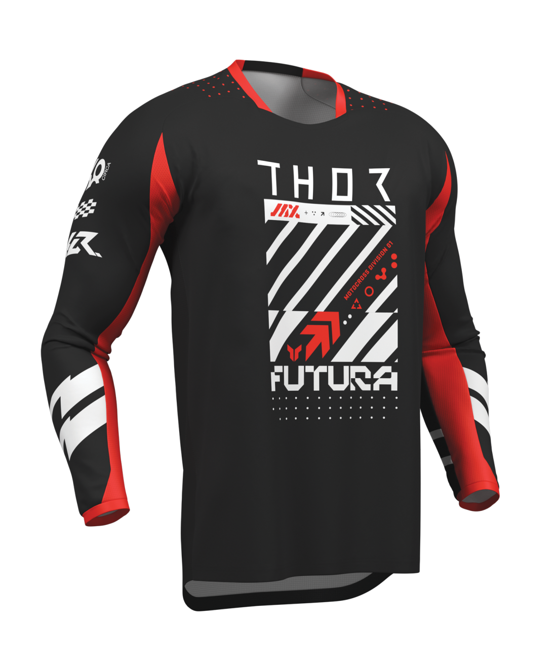 Motokrosový / enduro komplet kalhot a dresu THOR LAUNCHMODE FUTURA barva černá/červená 