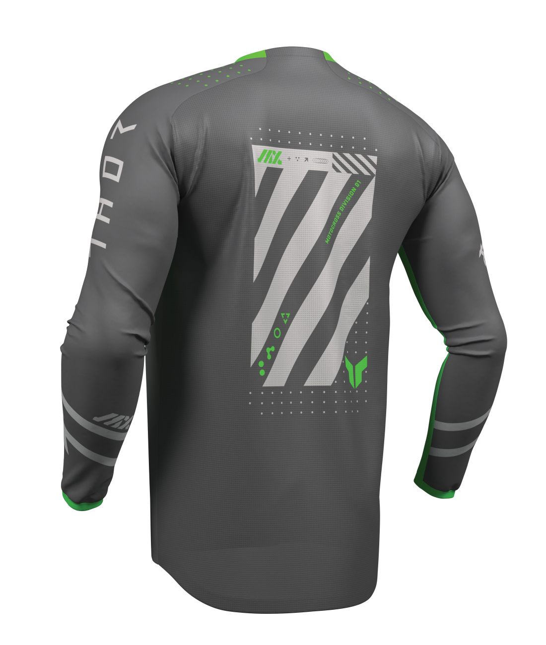 Motokrosový / enduro dres THOR LAUNCHMODE FUTURA barva šedá/zelená