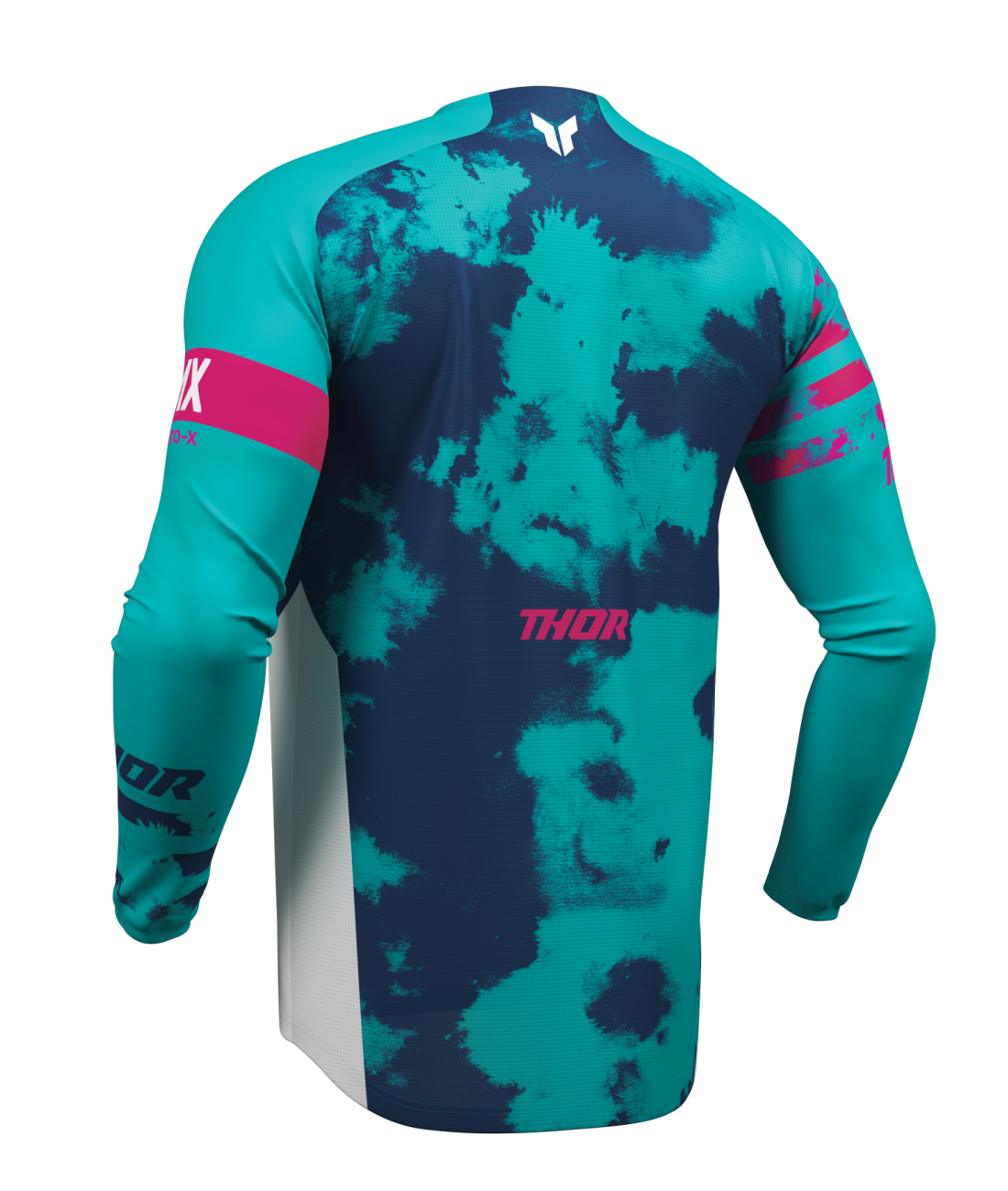 Motokrosový / enduro dres THOR LAUNCHMODE BLEACH barva bílá/aqua