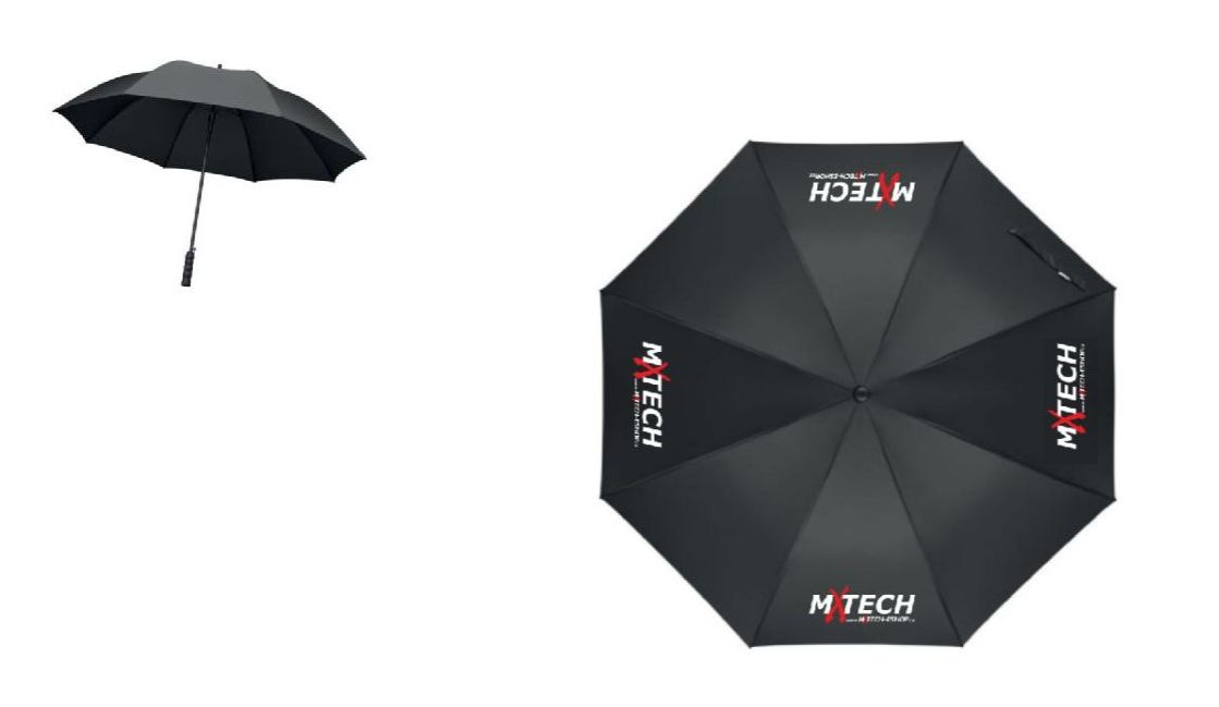 a Velký automatický skládací deštník MXTECH LLUVIA barva černá s potiskem rozpětí deštníku 120 cm, délka 94,5 cm