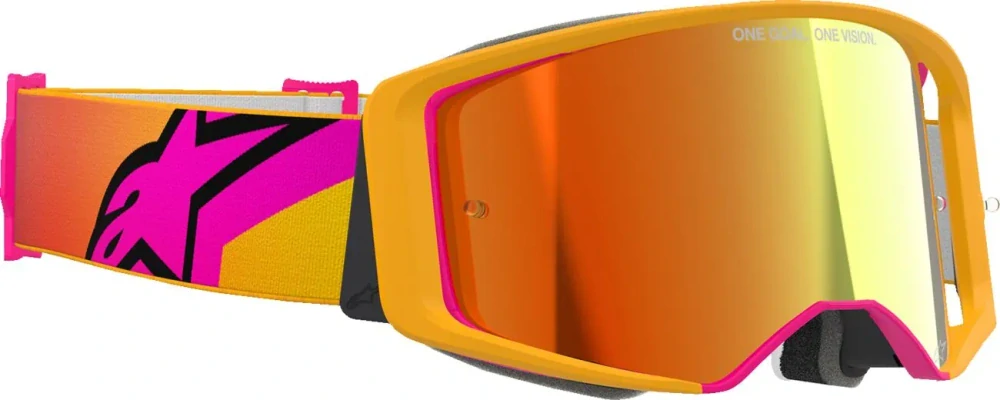 Motokrosové / enduro brýle ALPINESTARS GOGGLE SUPERTECH CORP 5100325-5023 barva žlutá/oranžová/růžová, červené zrcadlové plexi