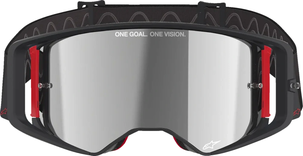 Motokrosové / enduro brýle ALPINESTARS GOGGLE SUPERTECH CORP 5100325-1434 barva červená/černá, stříbrné zrcadlové plexi 