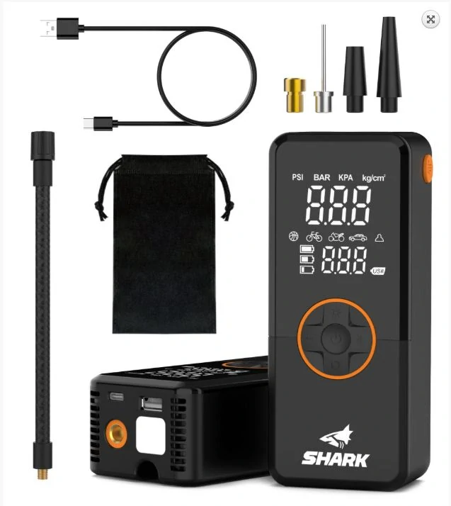 Kompaktní akumulátorový kompresor s powerbankou a svítilnou SHARK Battery Air Compressor BP-150