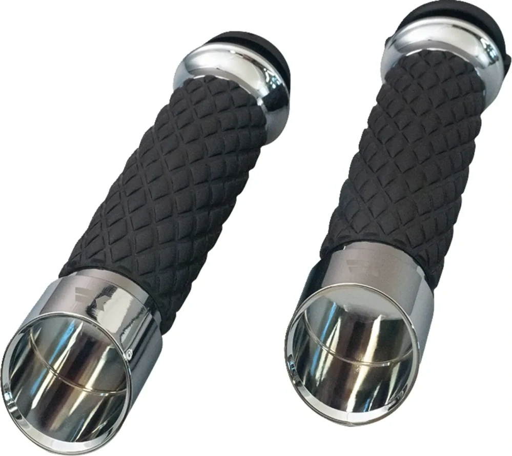 Motocyklové gripy / rukojeti na řidítka motorky KHROME WERKS GRIPS DIAMOND EDGE CHROME 500315