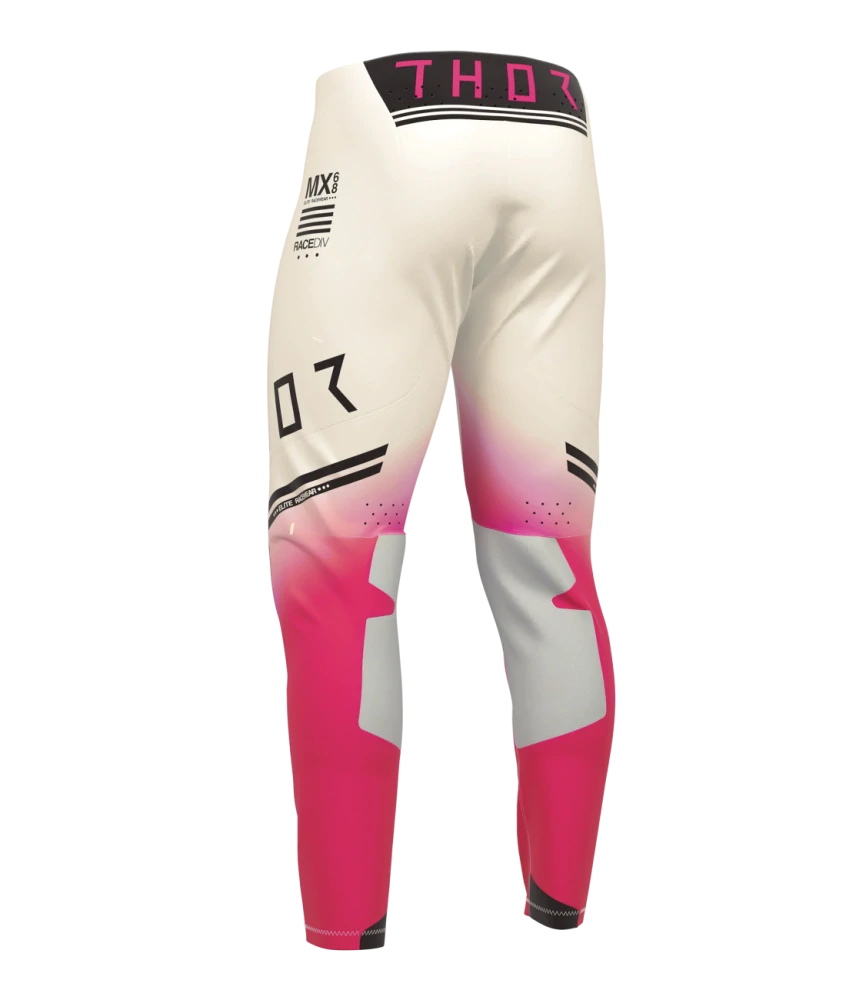 Lehké a pružné motokrosové - enduro kalhoty THOR SPORTMODE GEO barva vintage bílá/růžová
