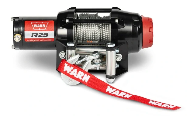 Elektrický naviják pro ATV a UTV WARN MODEL R25 WIRE ROPE WINCH 110025 s ocelovým lanem (15 m x 4,8 mm), tažná síla 1134 kg (2500 lb)