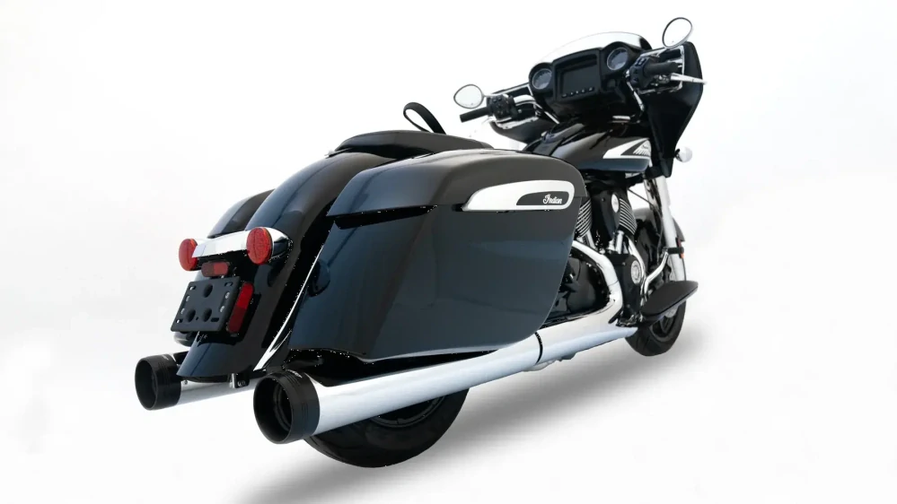 Koncovky výfuku RINEHART RACING SLIP ON MUFFLERS 4.5" DBX45 typ 500-0565-SLASH pro INDIAN SPRINGFIELD DARK HORSE ROK 2018-2025 viz popis, barva chromová/černé zakončení 