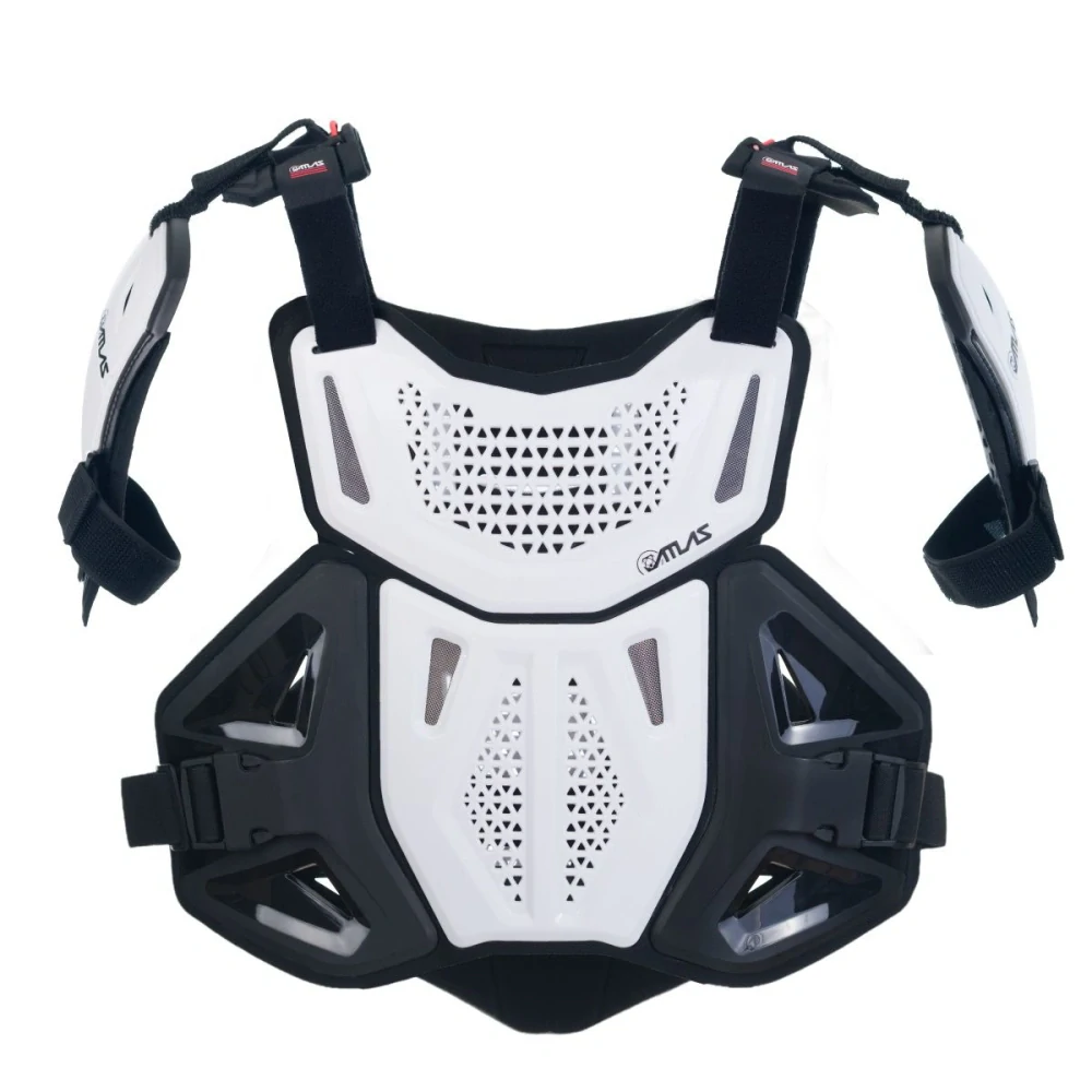 Motokrosový chránič hrudníku, zad a ramen ATLAS DEFENDER PLUS CE LEVEL 1 (CERTIFIKACE) barva bílá, velikost L/XL pro výšku jezdce 175–195 cm