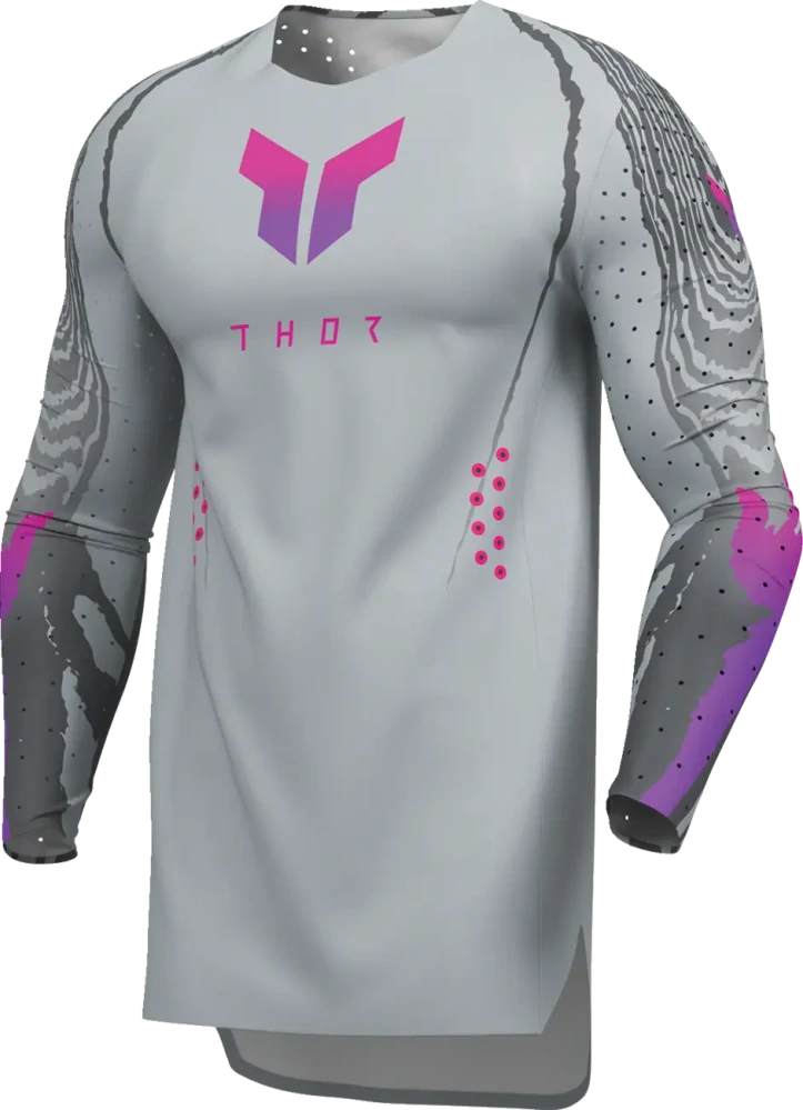 Lehký a pružný motokrosový - enduro dres THOR SPORTMODE DAMASCUS barva šedá/fialová/růžová