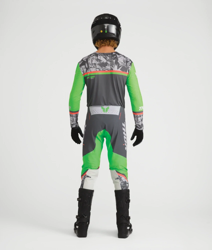 Dětský motokrosový komplet kalhot a dresu THOR SPORTMODE PUNKD barva šedá/zelená