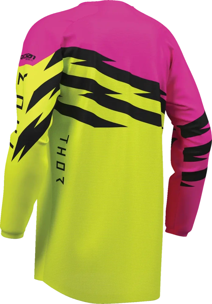 Dětský sportovní motokrosový / MTB dres THOR LAUNCHMODE SHOCKIE barva acid/fuchsia