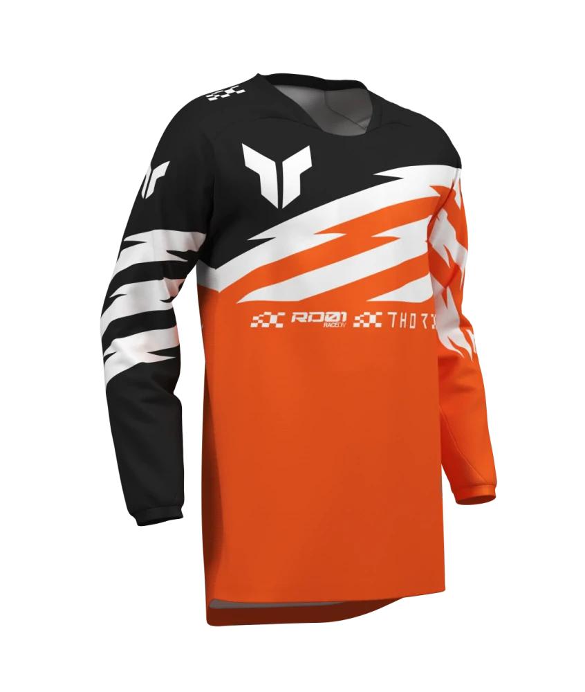 A Dětský sportovní motokrosový komplet kalhot a dresu THOR LAUNCHMODE SHOCKIE barva oranžová/černá velikost 24+M