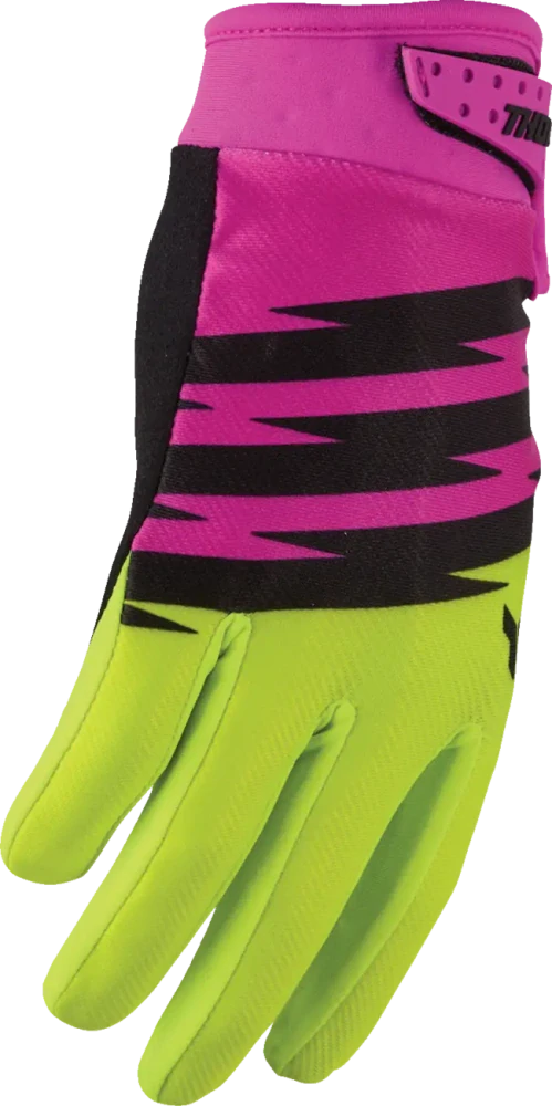 Dětské motokrosové / MTB rukavice THOR LAUNCHMODE SHOCKIE barva acid/fuchsia