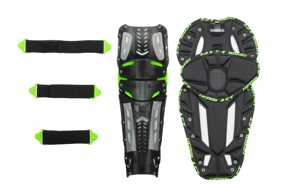 a Kloubové kolenní/holenní chrániče UFO CRYPTON KNEE/SHIN GUARD barva černá/zelená, jednotná dospělá velikost - pár