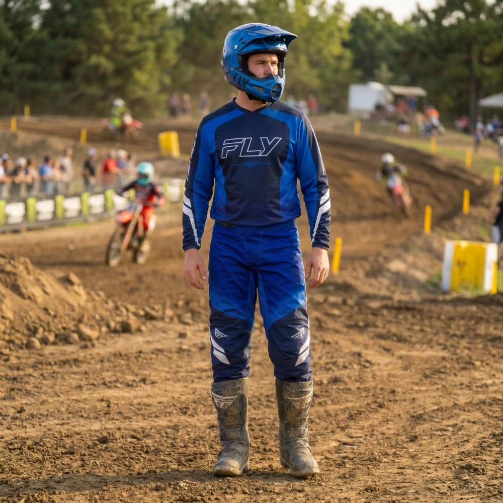 Motokrosové/ enduro kalhoty FLY RACING F-16 /F16 RAZE barva modrá/tmavě modrá/bílá