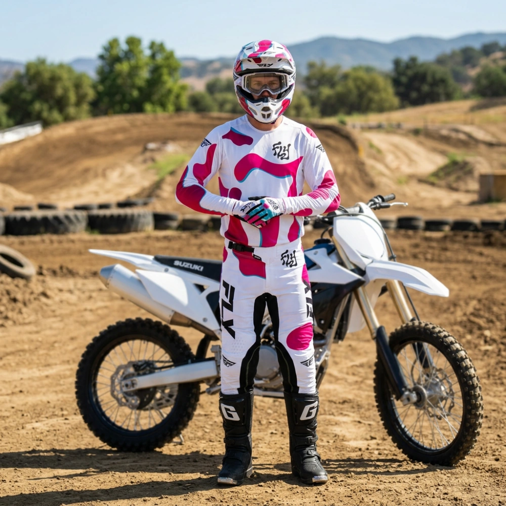 Lehké a maximálně pohodlné motokrosové kalhoty FLY RACING LITE VIBE USA 2027 barva bílá/růžová/modrá