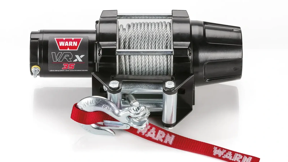 Elektrický naviják pro ATV a UTV WARN 101045 s ocelovým lanem MODEL VRX 45 tažná síla 2041 kg (4 500 lb), délka lana 15,24 m x průměr 5,6 mm