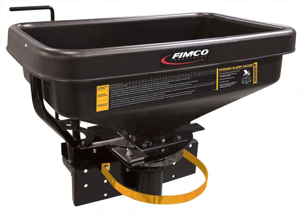 Víceúčelové rozmetadlo sypkých hmot pro montáž na zadní nosič MOOSE/FIMCO DRY MATERIAL SPREADER šířka posypu 1,5 - 13 metrů, zásobník 62 litrů / 65 kg