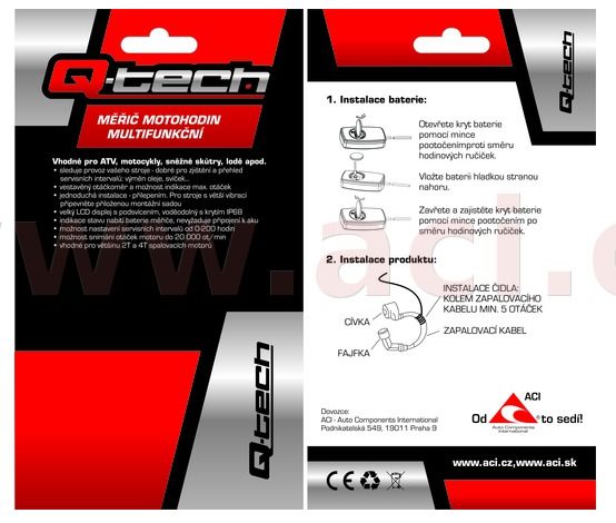 MULTIFUNKČNÍ MĚŘIČ OTÁČEK MOTORU A MOTOHODIN QTECH černý PODSVÍCENÝ DISPLEJ