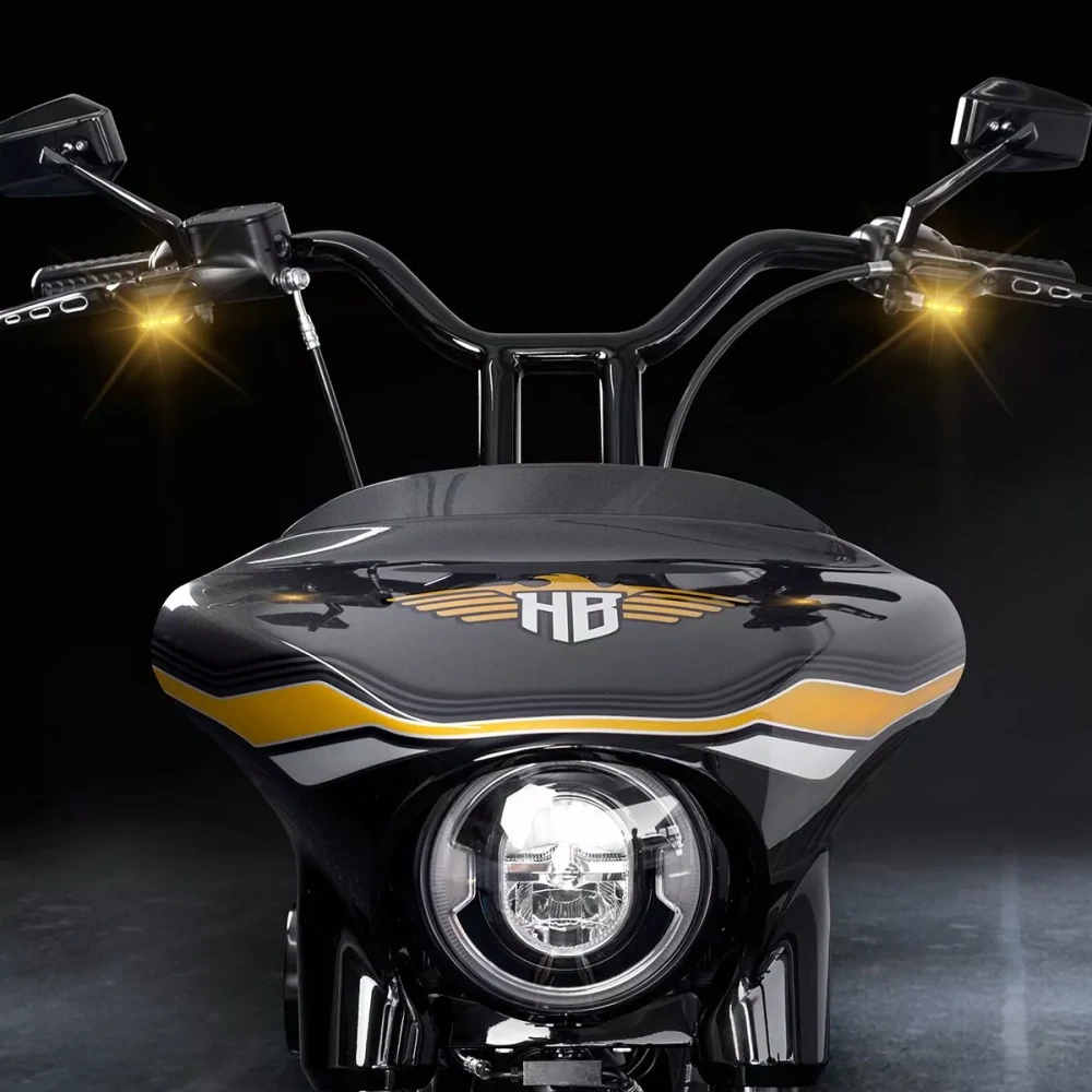 Led blinkry na řidítka motocyklu HEINZ BIKES TURN SIGNALS pro HARLEY DAVIDSON SOFTAIL rok 2000-2014 barva chromová