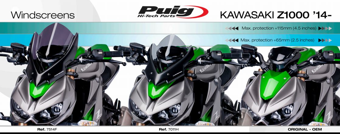 Plexi PUIG SPORT Kawasaki Z1000 2014-2017 karbonové