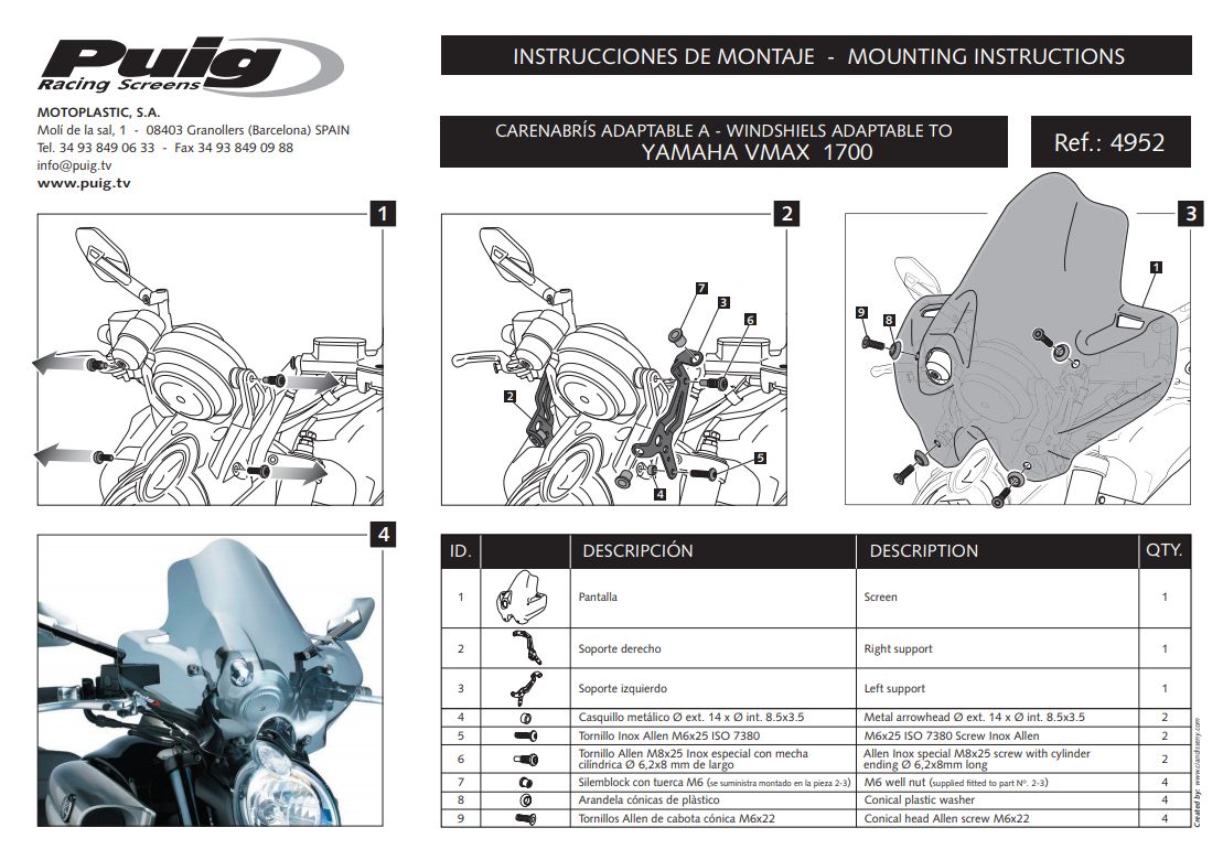 Plexi PUIG SPORT Yamaha V-MAX 2009-2017