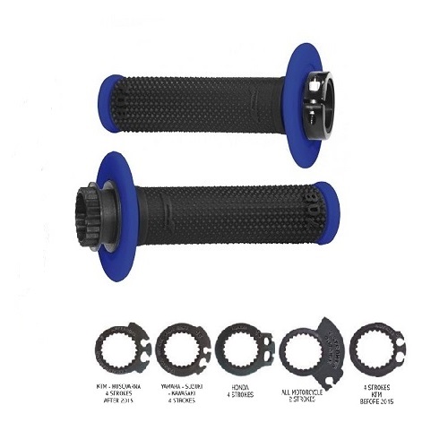 Motokrosové gripy PROGRIP 708 LOCK-ON 2takt+4takt černá/modrá - pár