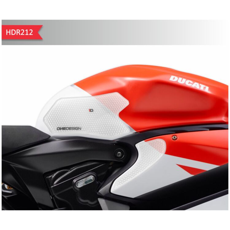 a Samolepka - tank pad - tank grips ONEDESIGN pro DUCATI 899/ 959 / 1199 / 1299 PANIGALE 2018 - barva čirá, rozbaleno 