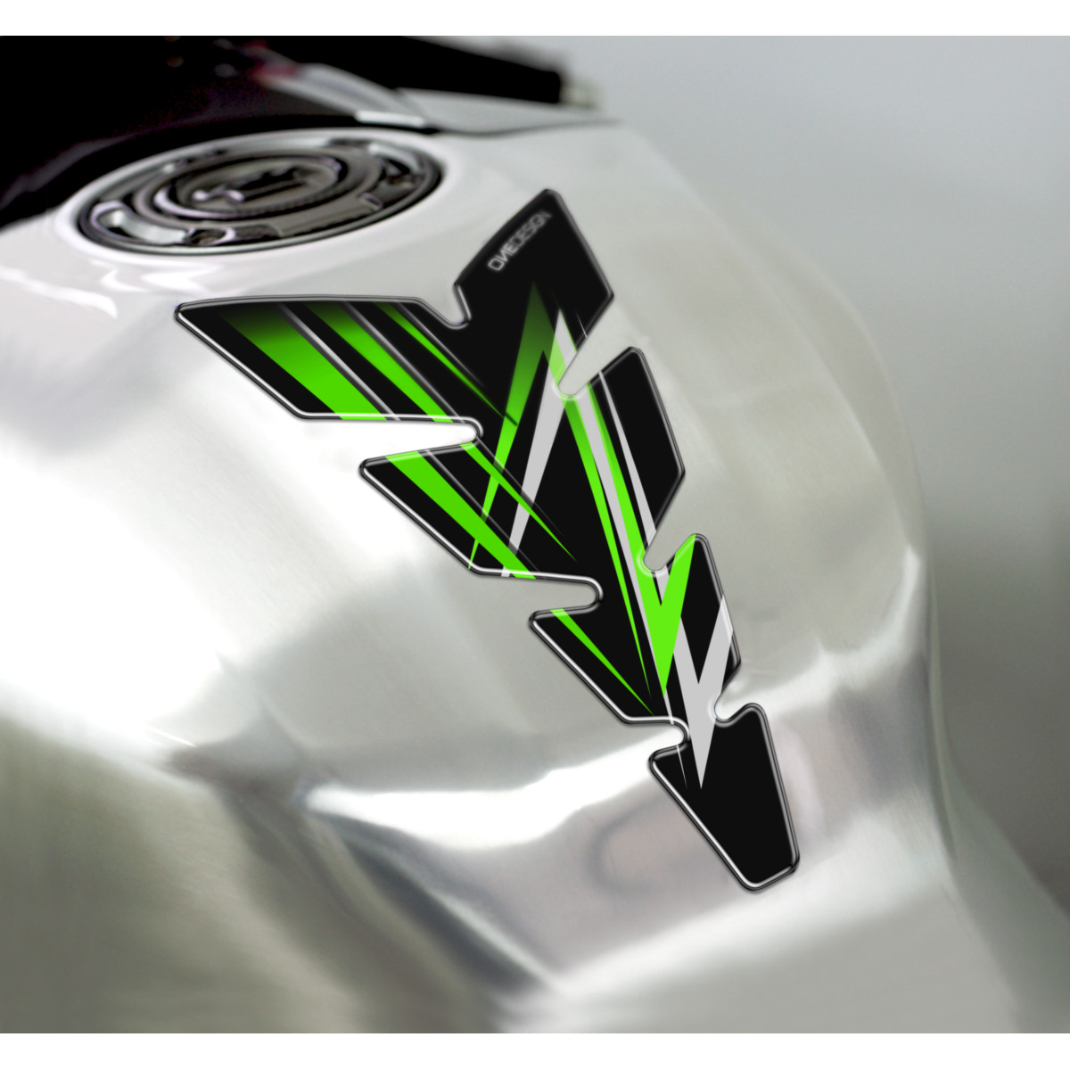 Samolepka - tank pad na nádrž motocyklu ONEDESIGN TANKPAD MOON FLUO ZELENÁ rozměr 134mm x 223mm