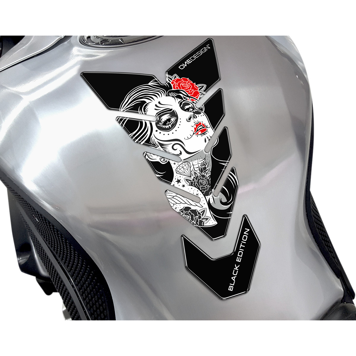 Samolepka - tank pad na nádrž motocyklu ONEDESIGN TANKPAD BLACK EDITION WOMAN