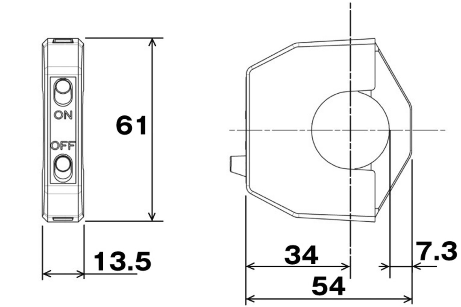 Univerzální plastový spínač na řidítka DAYTONA délka kabelu 800 mm - DC 12V / 15A (12V-180 W / 6V-90 W)