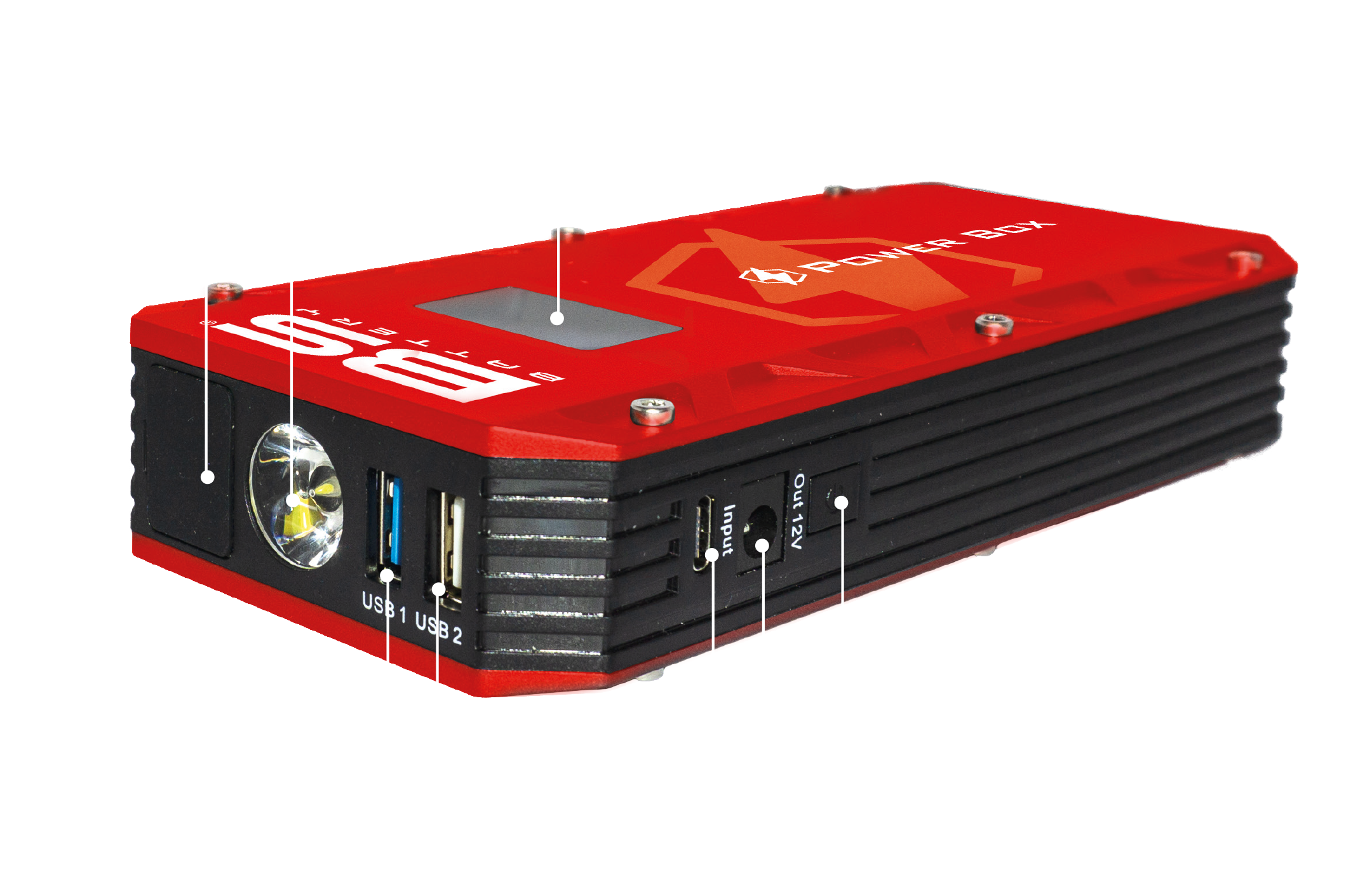 Nabíjecí box - nabíjecí zdroj na baterie/ power box BS BATTERY BOOSTER POWER BOX PB-02 výstup 12V, USB výstup 5V 2A