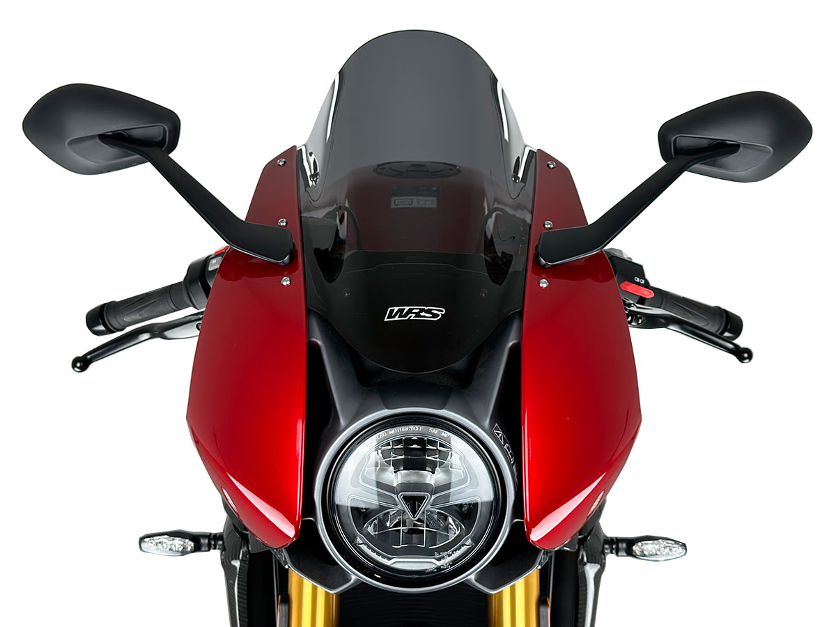 Plexi motocyklu WRS verze SPORT pro motocykly TRIUMPH SPEED TRIPLE 1200 RR ABS rok 2022-2023, výška 39 cm, šíře 26 cm, barva tmavě kouřová