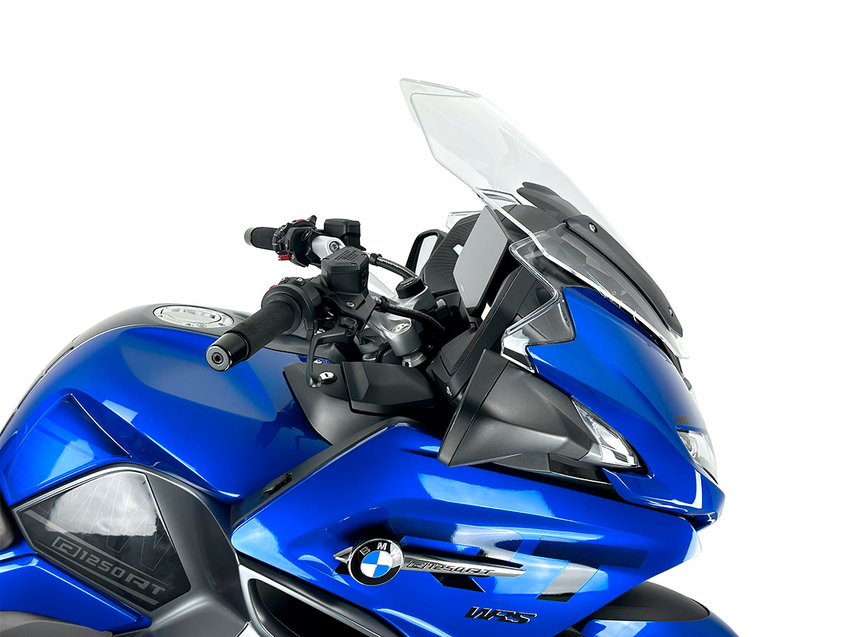 Plexi motocyklu WRS SPORT pro BMW R 1250 RT ABS rok 2021-2023, výška 52 cm až 59 cm, šířka 60 cm, barva čirá