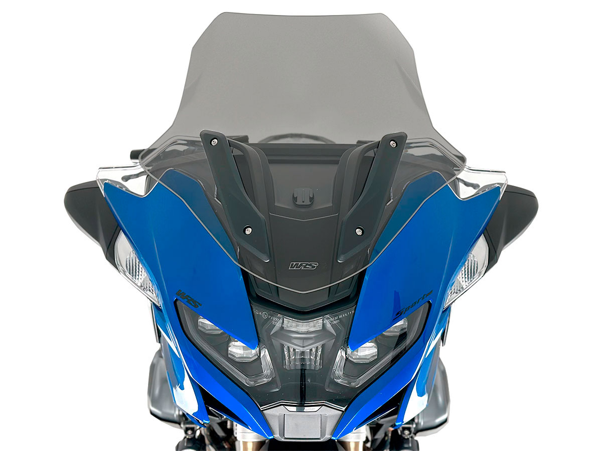 Plexi motocyklu WRS TOURING pro BMW R 1250 RT ABS rok 2021-2023, výška 64 až 71 cm, šířka 66 cm, barva kouřová
