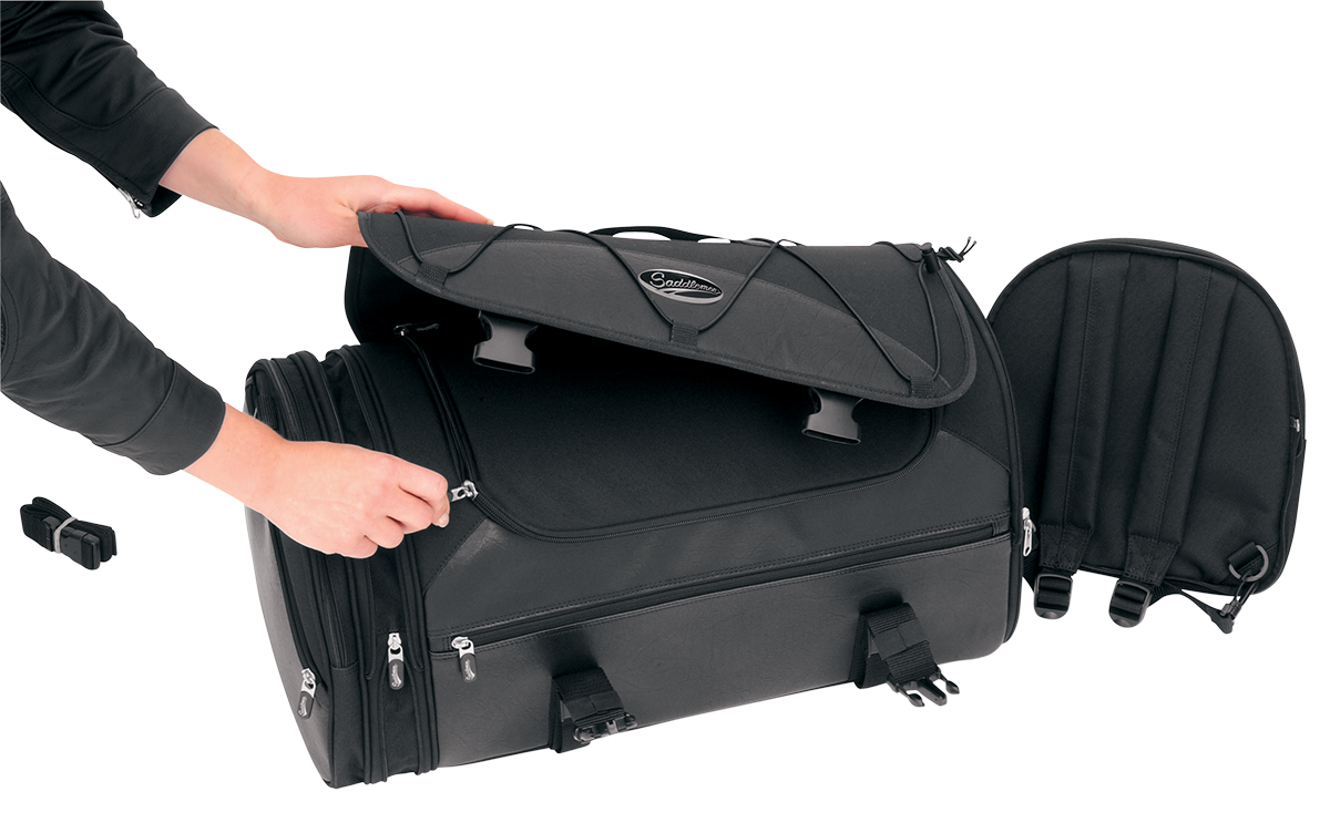 Zadní textilní brašna na motocykl SADDLEMEN TR3300DE Deluxe Rack Bag, objem 54,1 litrů, barva černá 