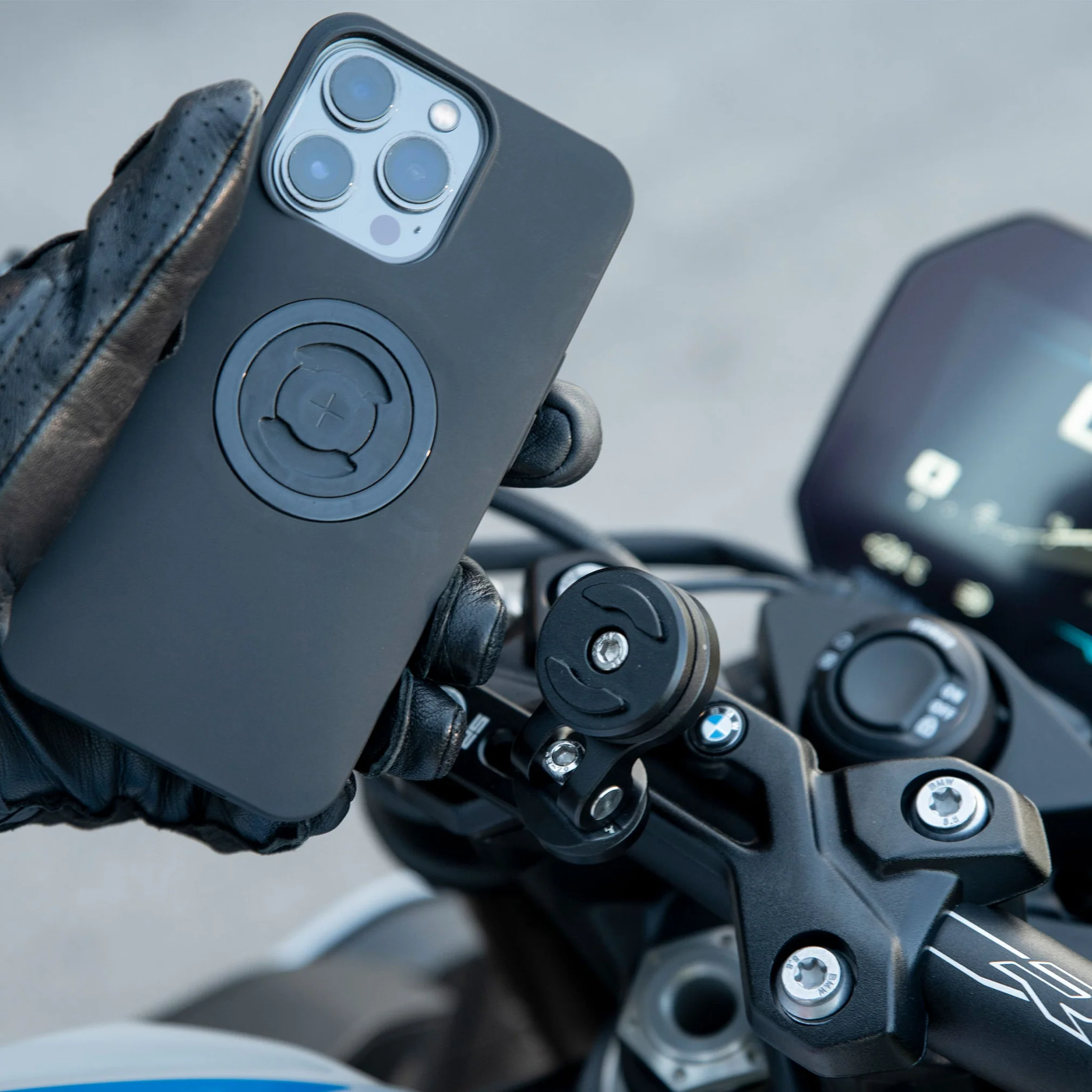 Držák mobilního telefonu do držáku řidítek SP CONNECT BAR CLAMP MOUNT PRO 53232 barva černá