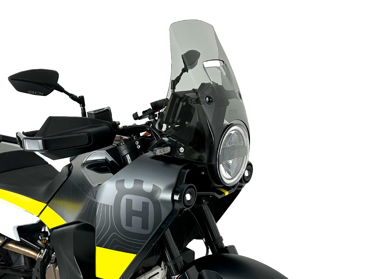 Plexi motocyklu WRS verze TOURING pro HUSQVARNA NORDEN 901 ABS rok 2022-2023 barva kouřová, výška plexi 33,5 cm 