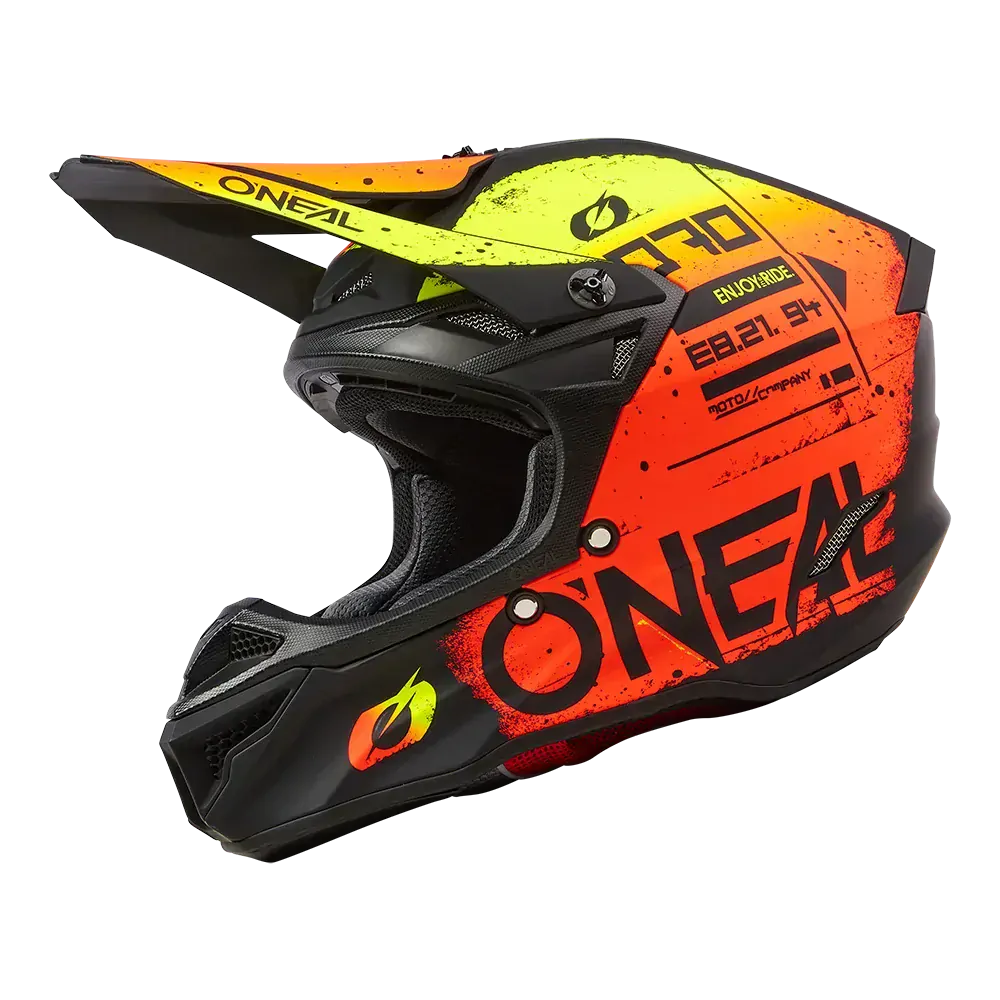 A Motokrosová přilba ONEAL 5 SRS SERIES SCARZ V.24 černá/červená/žlutá  fluo velikost XS , obvod hlavy 53-54 cm 