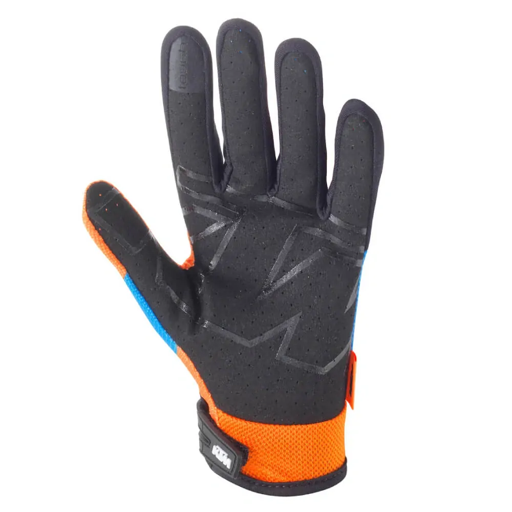 Dětské motokrosové textilní rukavice KTM KIDS GRAVITY-FX EDRIVE GLOVES modrá/oranžová/bílá, pár