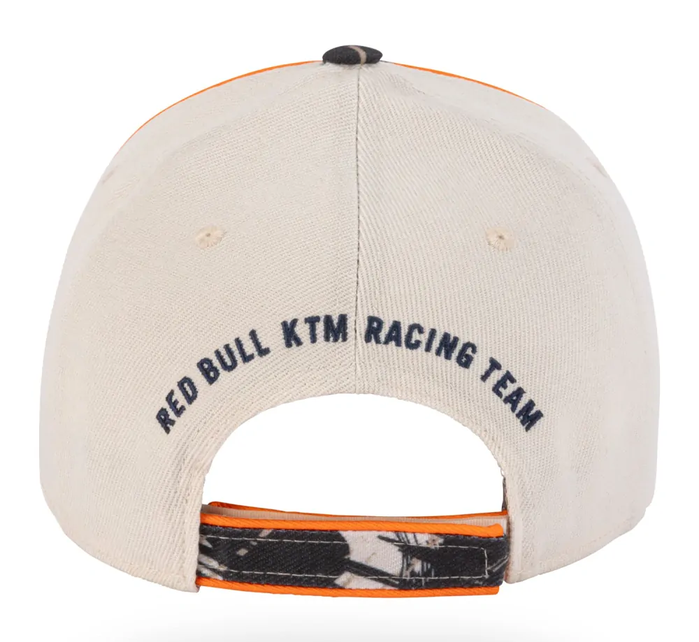 Bavlněná kšiltovka s prohnutým kšiltem KTM RED BULL RACING TEAM barva písková, jednotná velikost 