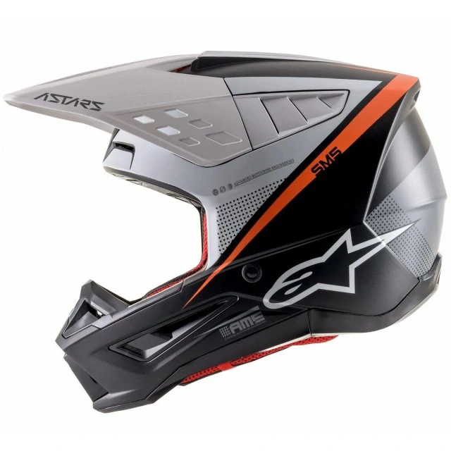 a Motokrosová přilba / MX helma ALPINESTARS SM5 ( SM-5 , S-M5 ) RAYON barva černá/bílá/oranžová fluo/matná, velikost XL / 61-62 cm 