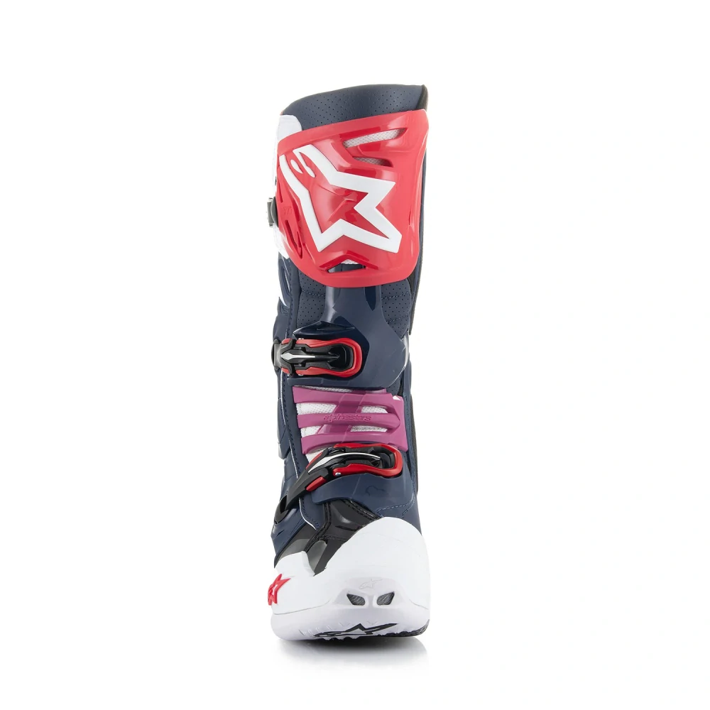 Ventilační motokrosové boty s vnitřní botičkou ALPINESTARS TECH 10 SUPERVENTED VENTILAČNÍ barva bílá/červená/fialová/tmavě modrá