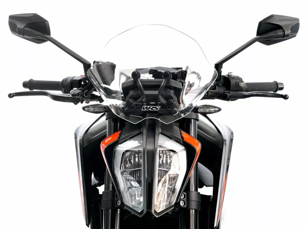 Motocyklové plexi / čelní plexi motocyklu  WRS VERZE SPORT KT011T pro KTM DUKE 890 / 790 / R rok 2020-2024 barva čirá, výška plexi  28,5 cm