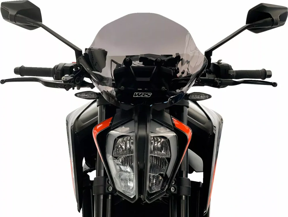 Motocyklové plexi / čelní plexi motocyklu  WRS VERZE SPORT KT011FS pro KTM DUKE 890 / 790 / R rok 2020-2024 barva tmavě kouřová, výška plexi  28,5 cm