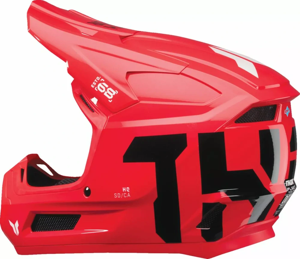 A Dětská motokrosová přilba THOR FLEET YOUTH FORGE barva červená/černá velikost S 48-49 cm