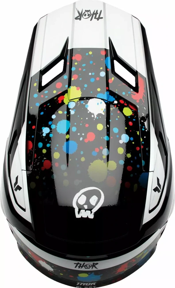 a Dětská motokrosová přilba THOR FLEET YOUTH SPLAT barva navy modrá/bílá velikost L, obvod 52-53 cm