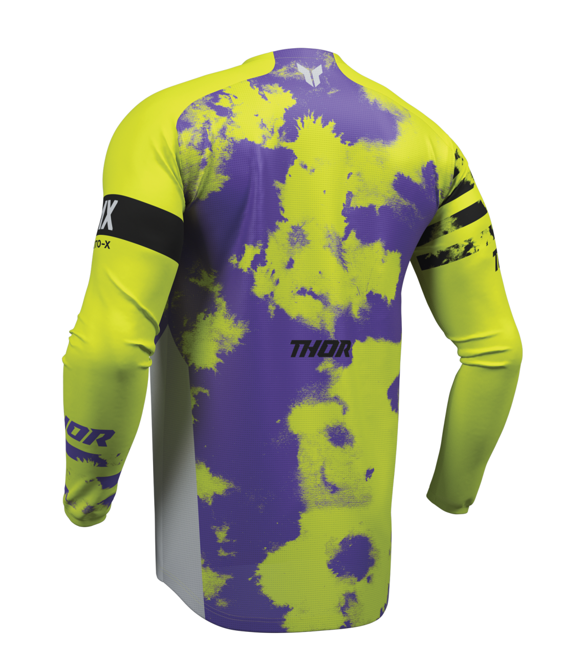 Motokrosový / enduro komplet kalhot a dresu THOR LAUNCHMODE BLEACH barva šedá/acid/fialová