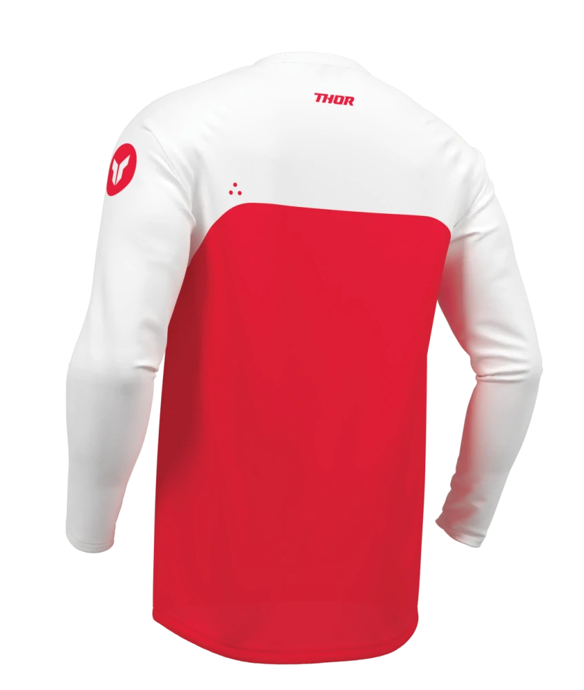 A Motokrosové - enduro kalhoty a dres / motokrosový - enduro komplet  THOR RIDEMODE MENACE barva červená/bílá velikost 34+L